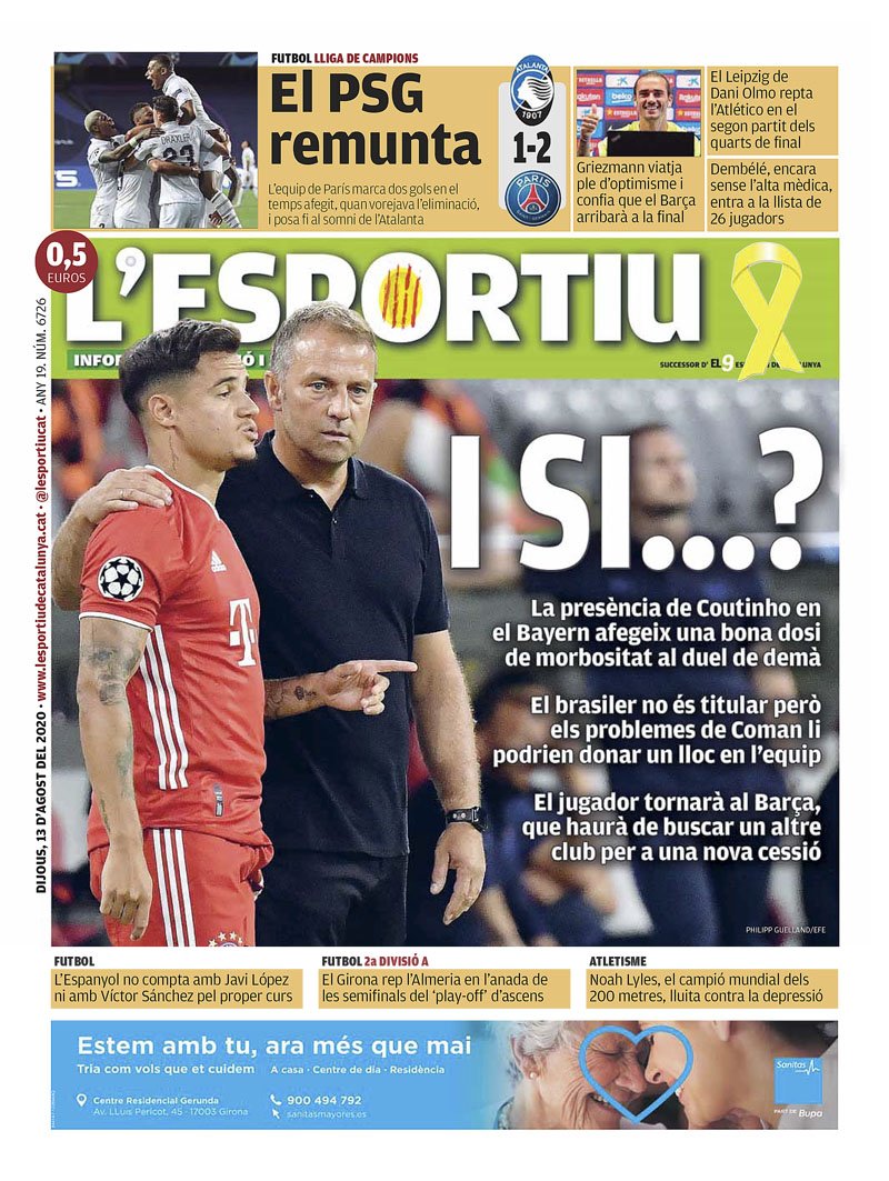 L'Esportiu Portada 13 08 2020