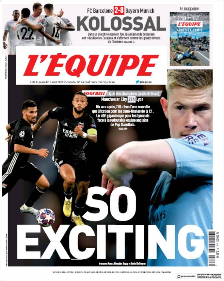 L'Équipe Portada 15 08 2020