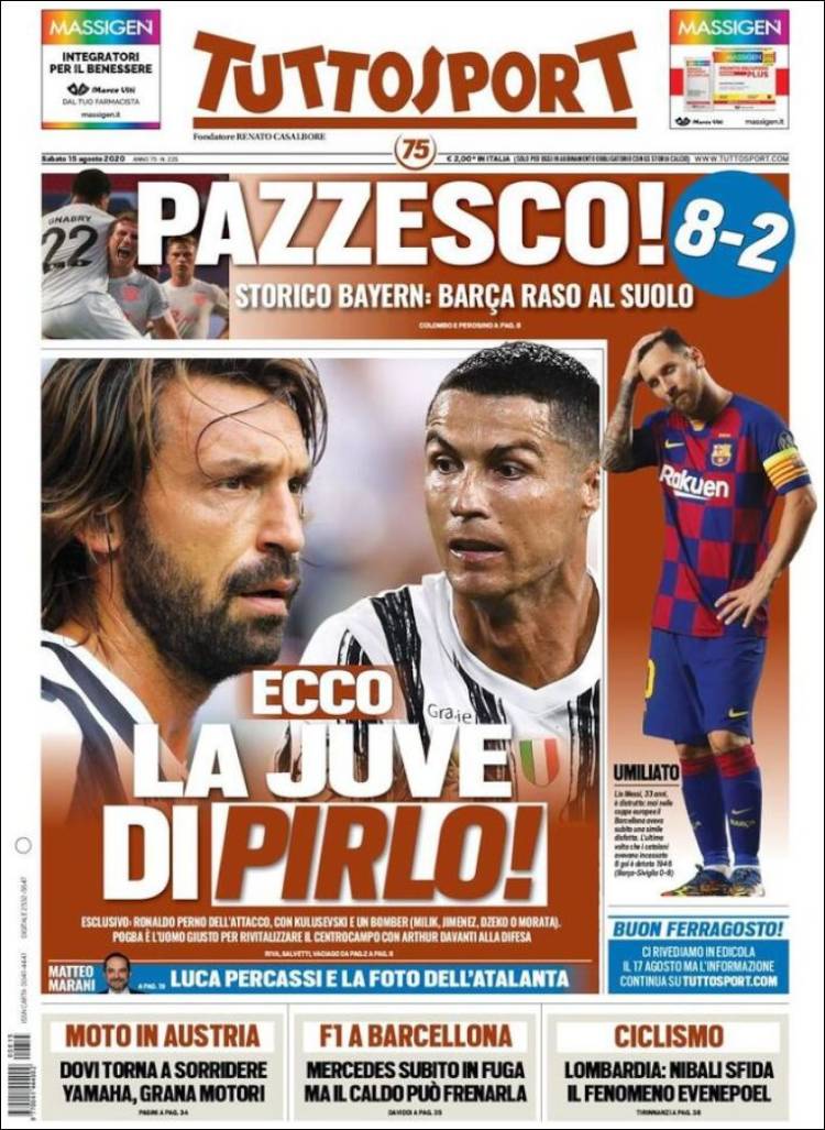 Tuttosport Portada 15 08 2020