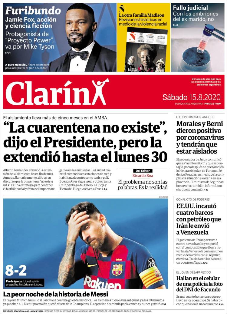 Clarin Portada 15 08 2020