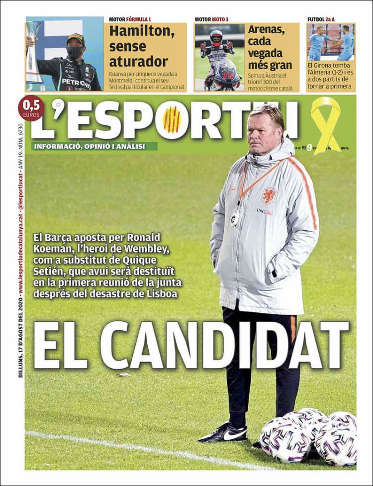 L'Esportiu Portada 17 08 2020