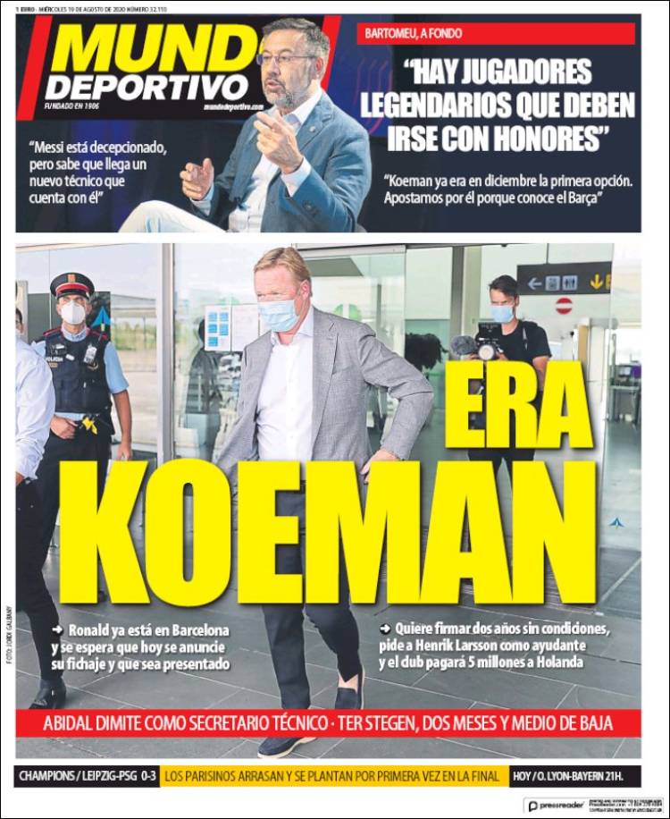 Mundo Deportivo Portada 19 08 2020