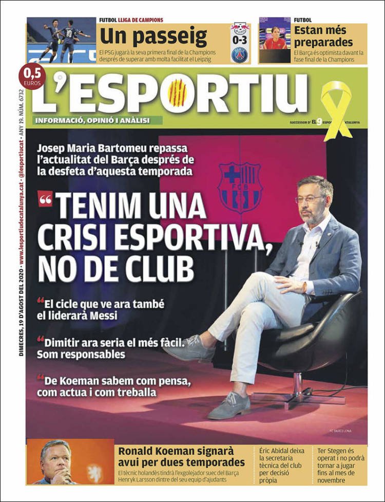 L'Esportiu Portada 19 08 2020