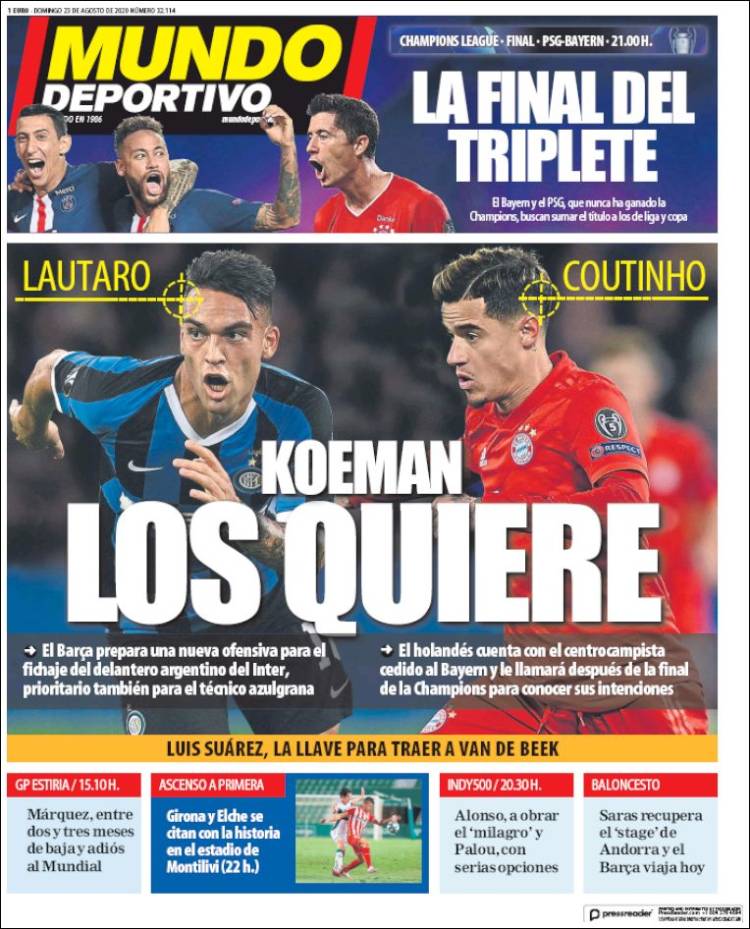 Mundo Deportivo Llevada|Traída 23 08 2020