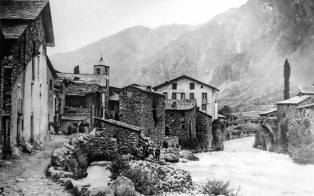 Imatge d'Escaldes (circa 1930). Font Blog Andorra Antiga
