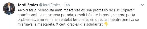 Jordi Eroles tuit mascarilla empañada @jordieroles