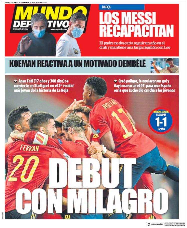 Portada MUNDO DEPORTIVO 4 setembre 2020