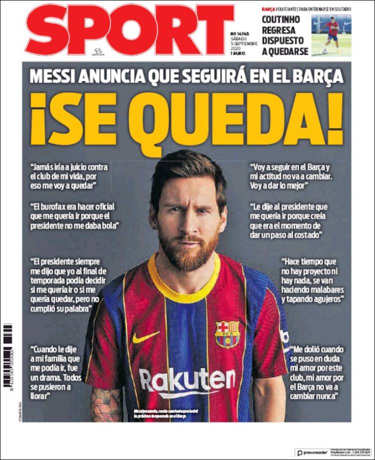 portada sport 5 setembre messi