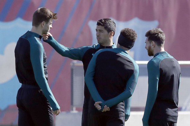 Luis Suárez Messi Neymar Piqué entrenamiento Barça Efe