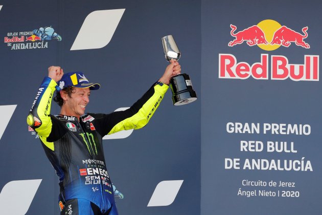 Valentino Rossi celebra podio GP Andalusia EFE Valentino Rossi celebra podio GP Andalusia EFE