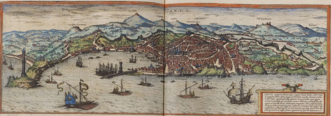 Vista de Gènova (1572). obra de Hohenberg. Font Università degli Studi di Genova