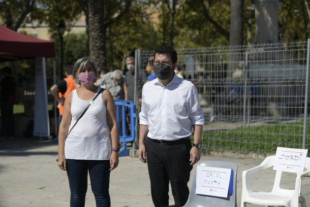 Acto Diada 2020 Òmnium Pere Aragonès Maria COntreras Cuello|Garganta