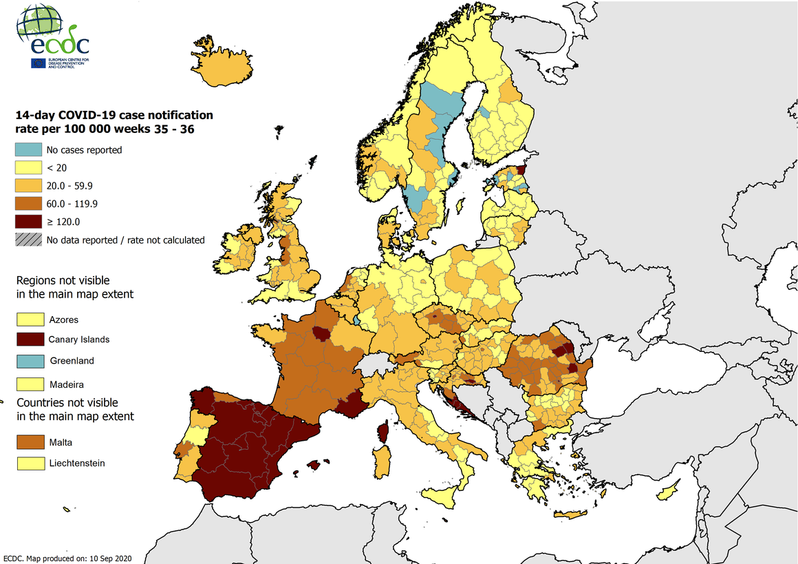 mapa europa coronavirus ecdc