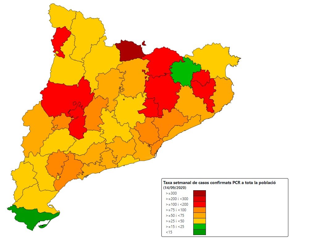 Taxa setmanal casos confirmats PCR