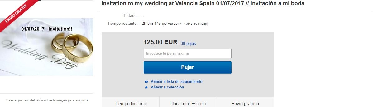 invitación boda ebay