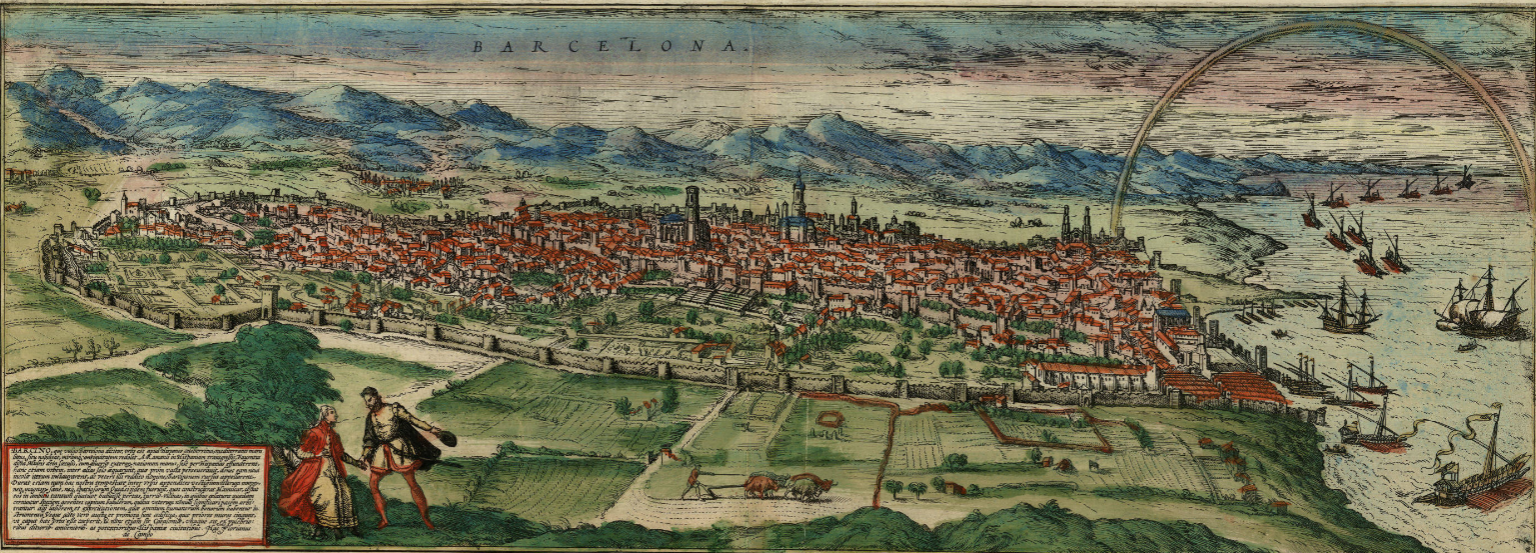 Grabado de Barcelona (1572). Fuente Cartoteca de Catalunya