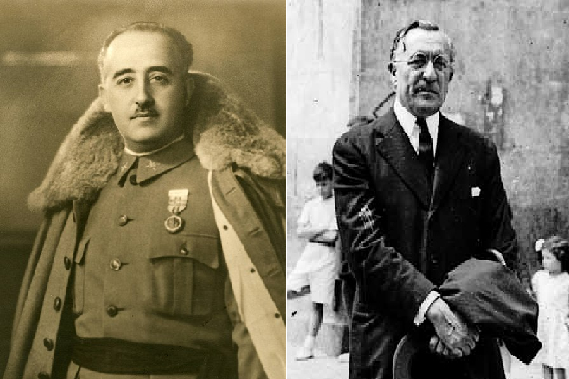 Franco y Ramiro de Maeztu. Fuente Biblioteca Virtual de Defensa y GipuzkoaKultura