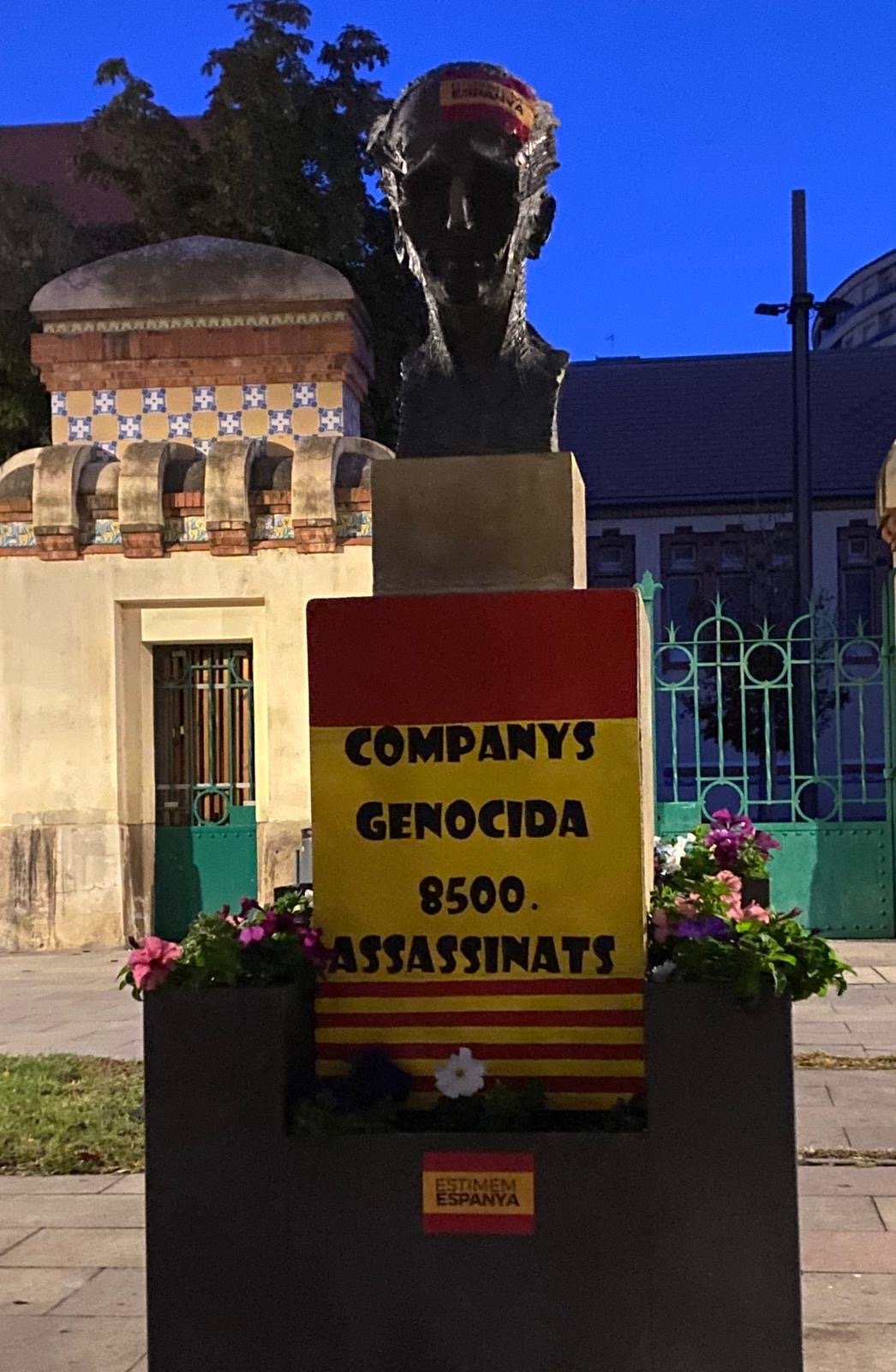 Atac vandàlic al bust de Companys de Lleida en motiu del 12-O