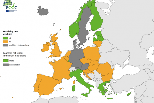 mapa % de positivos en pruebas EDCD