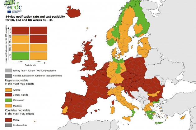 Mapa Europa Coronavirus 17 octubre - ECDC