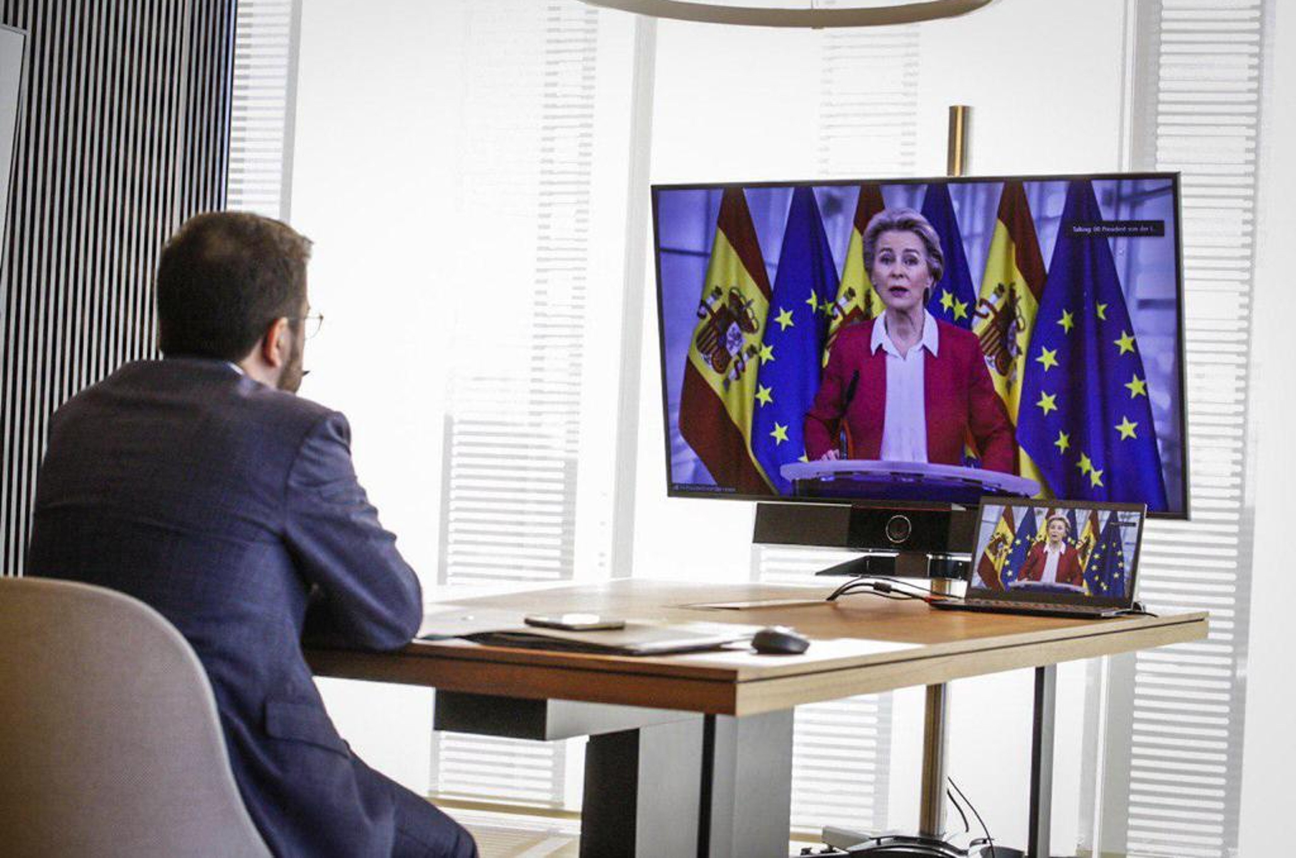 Aragonès denuncia la represión ante Von der Leyen y pide un referéndum