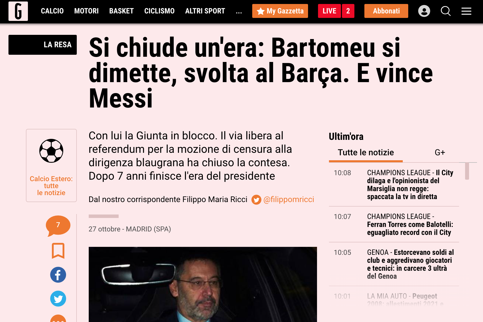 La Gazzetta dello Sport Bartomeu