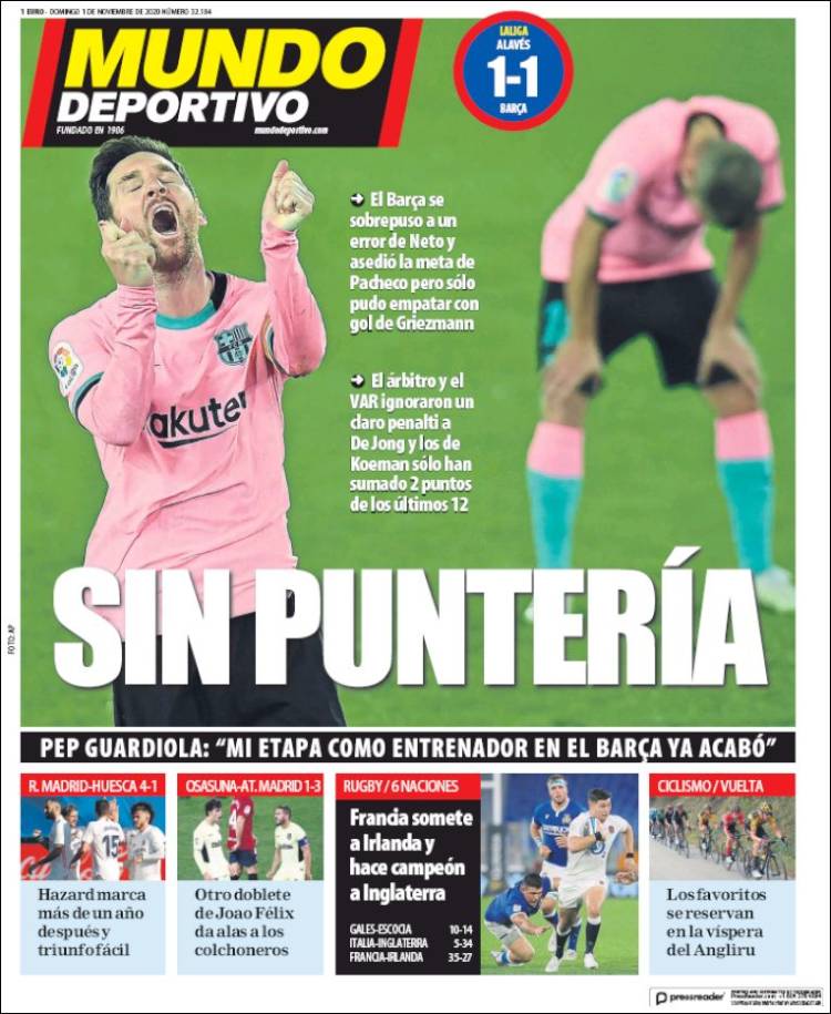 Mundo Deportivo Portada 01 11 2020