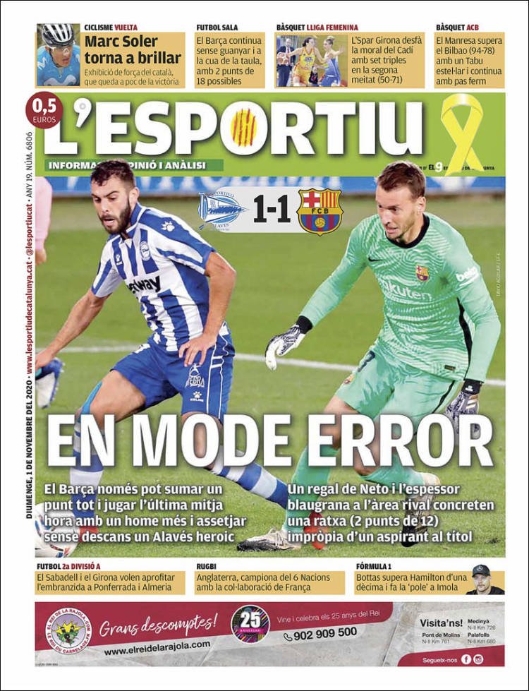 L'Esportiu Portada 01 11 2020