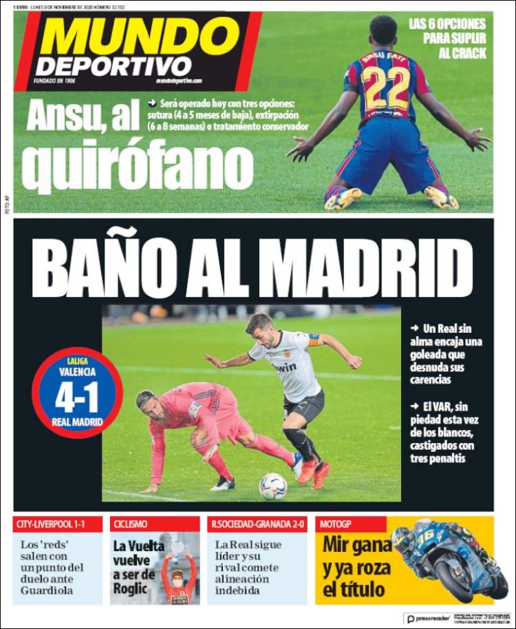 Mundo Deportivo Portada 09 11 2020