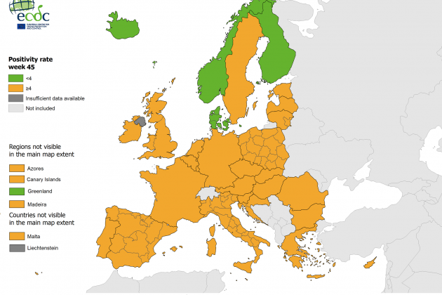 w45 COVID19 EU EEA UK National Positivity Rate 0