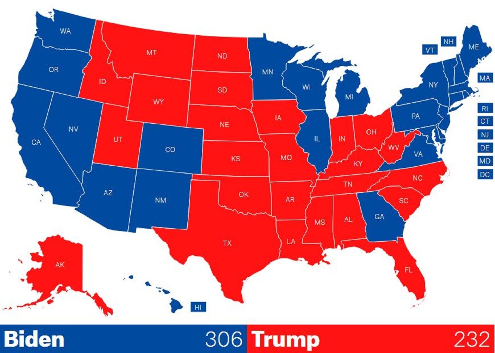 mapa final elecciones EE.UU. biden trump 