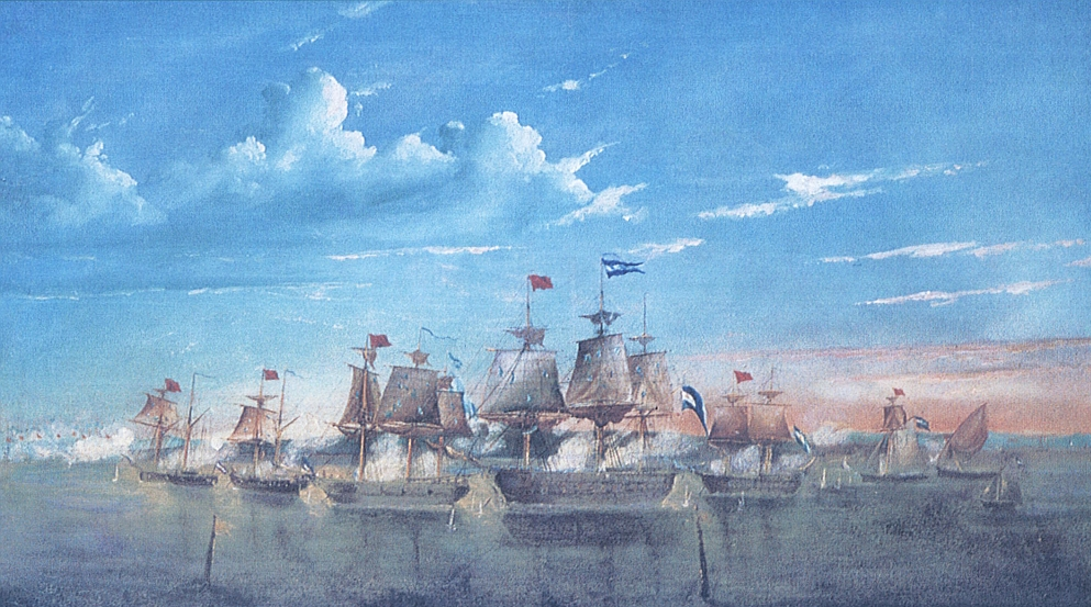 Representación del Combate naval de Isla Martin Garcia (1865), obra de José Murature. Font Museo Nacional Naval. Buenos Aires