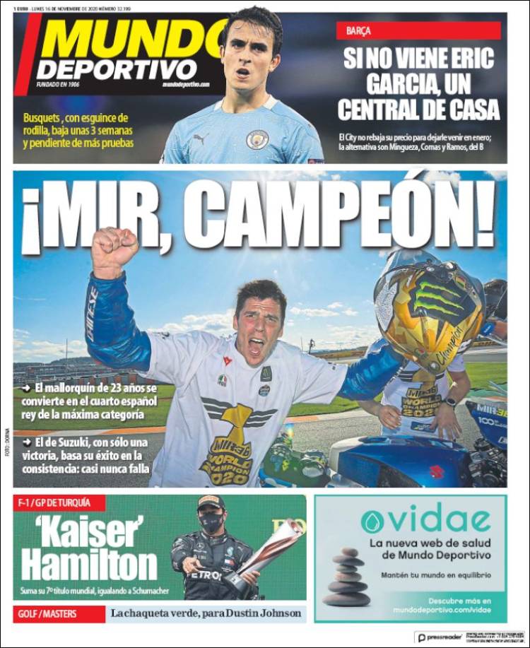 Mundo Deportivo Portada 16 11 2020