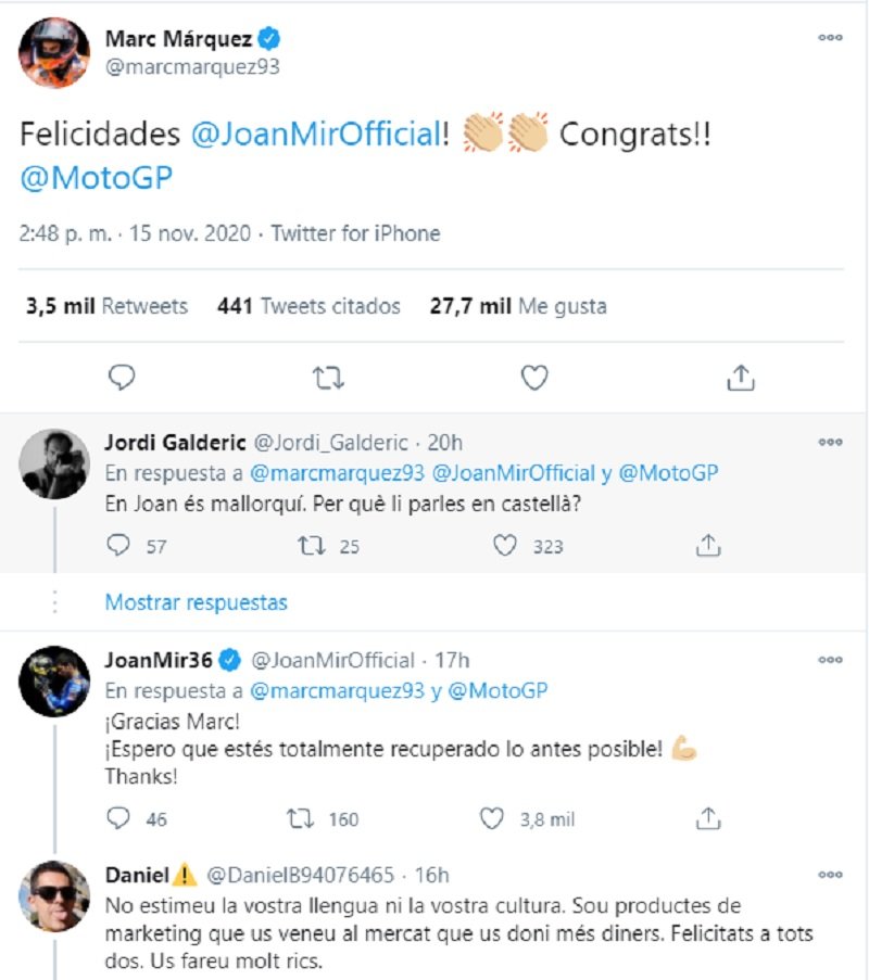 Marquez Mir polémica Twitter