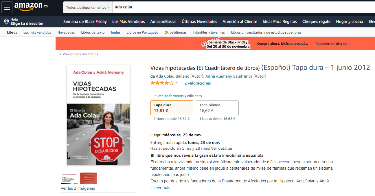 Ada Colau Vidas Hipotecadas Amazon