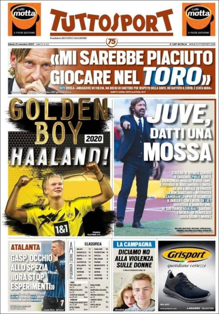 Tuttosport Portada 21 11 2020