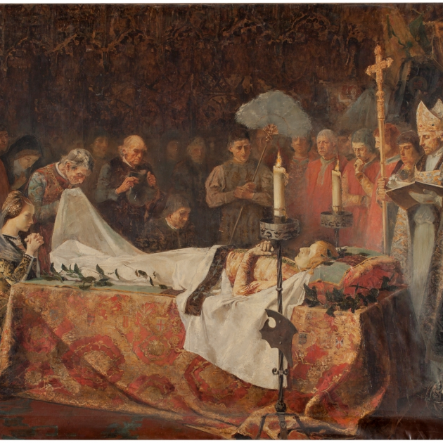 Representació moderna de la mort de Carles de Viana (1887), obra de Vicente Poveda.  Font Museo del Prado