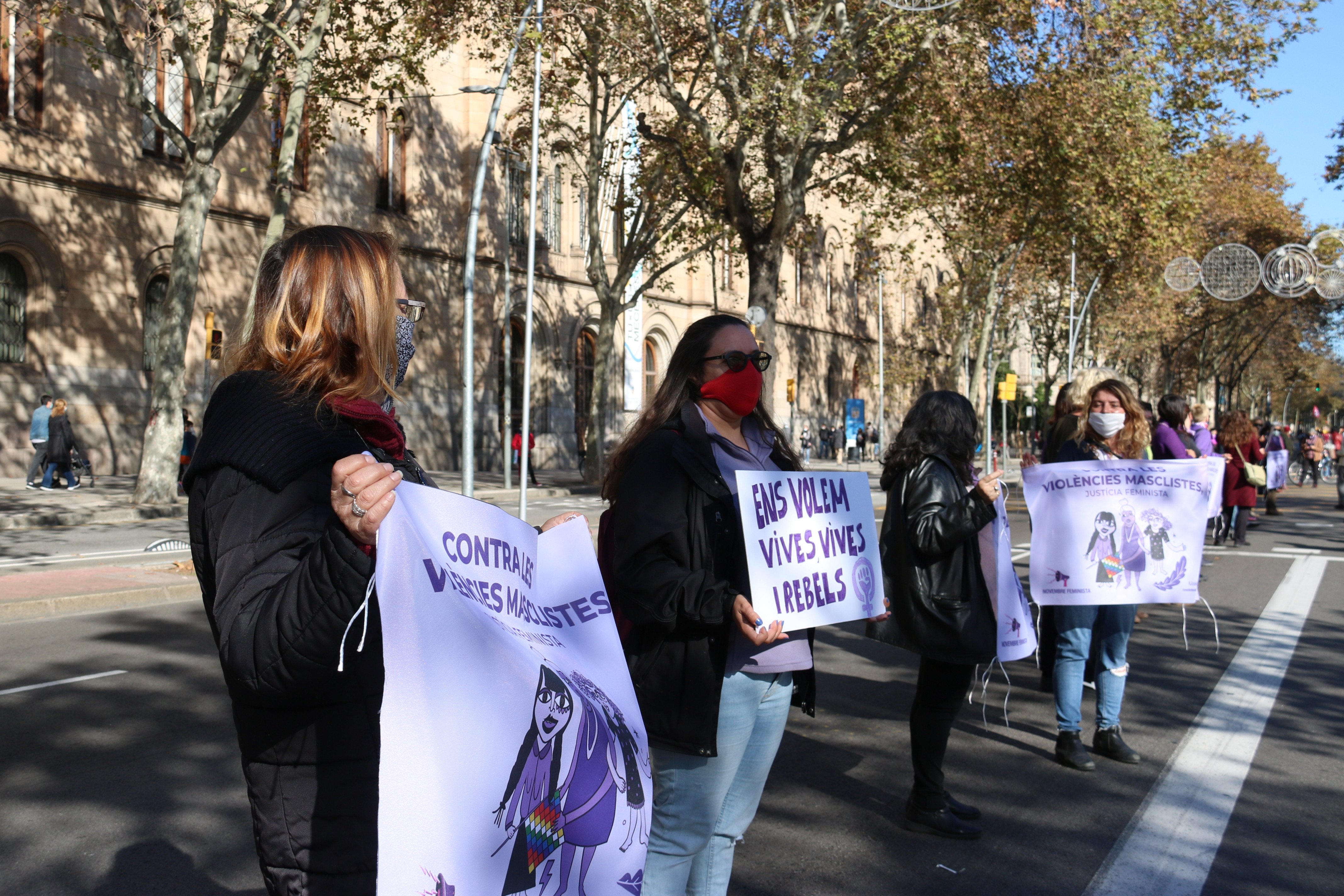 Unes 3.000 dones formen una cadena humana contra les violències masclistes