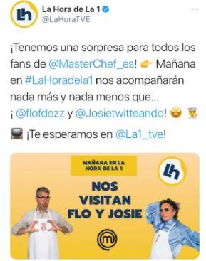 Anunci Flo y Josie borrado la Mañana de la 1 @lahoratve