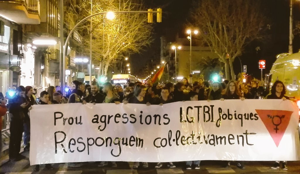 Manifestación en Sants en contra de las agresiones homófobas