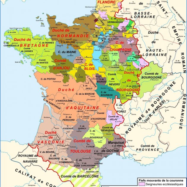 Mapa del regne de França a finals del segle X. Font. Atlas històric de William Shepherd.