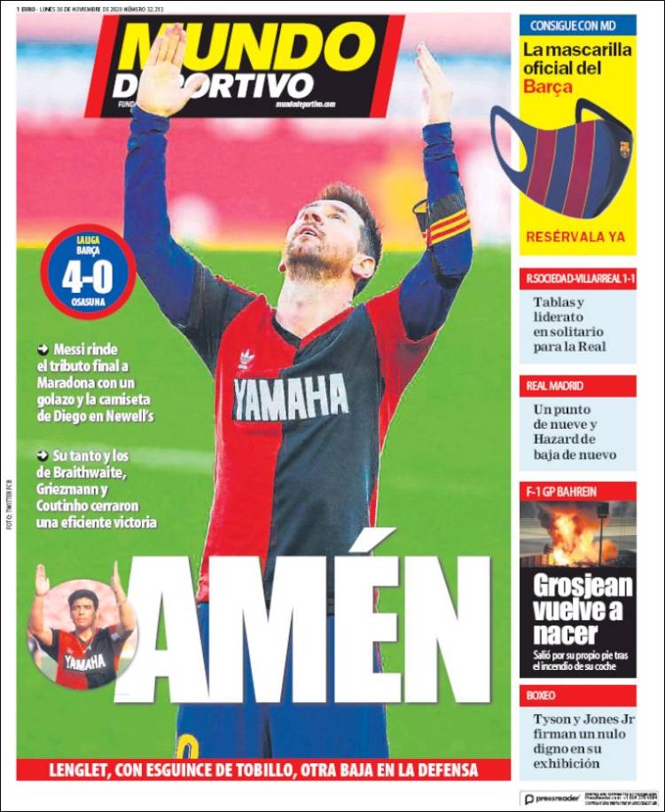 Mundo Deportivo Portada 30 11 2020