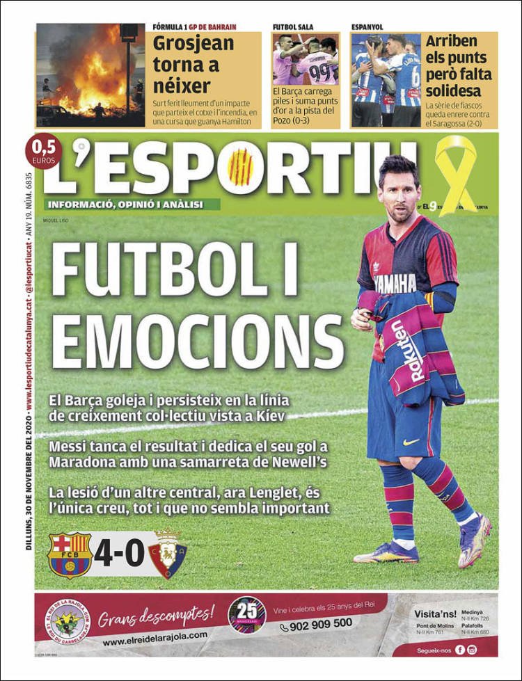 L'Esportiu Portada 30 11 2020