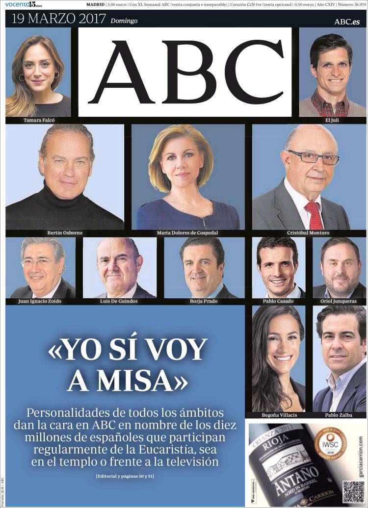 Què fa Junqueras a la portada de l'ABC amb Cospedal, Osborne i El Juli?