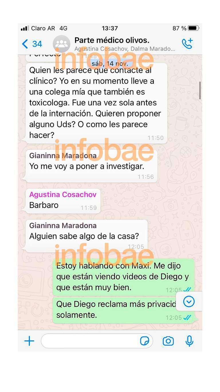 Xat fills Maradona WhatsApp 3 Infobae