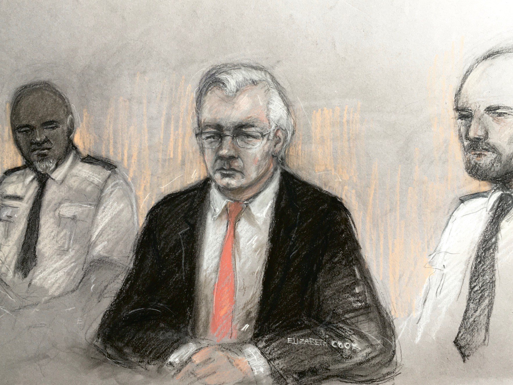 dibujo juicio julian assange - europa press