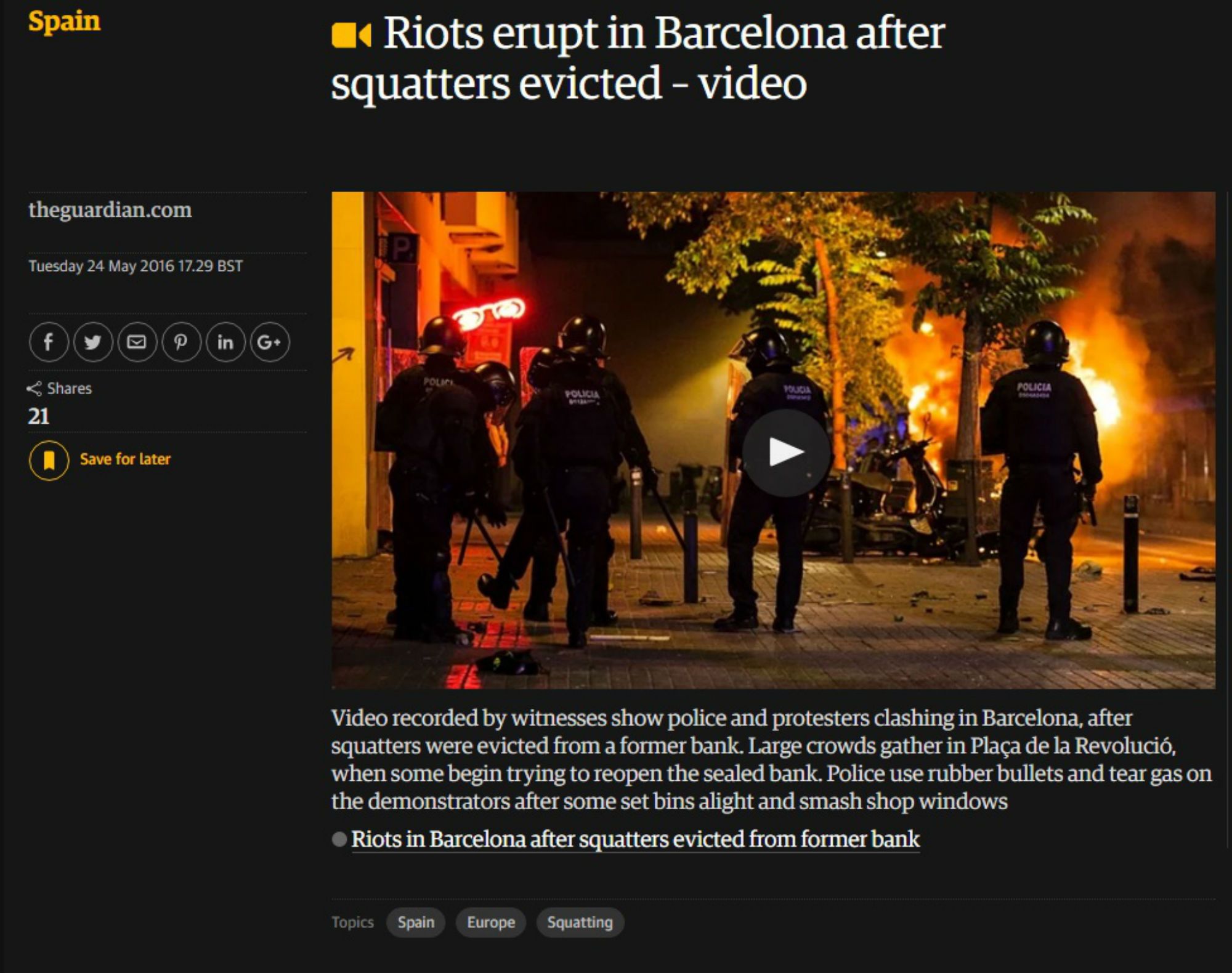 Los disturbios de Gràcia dan la vuelta al mundo