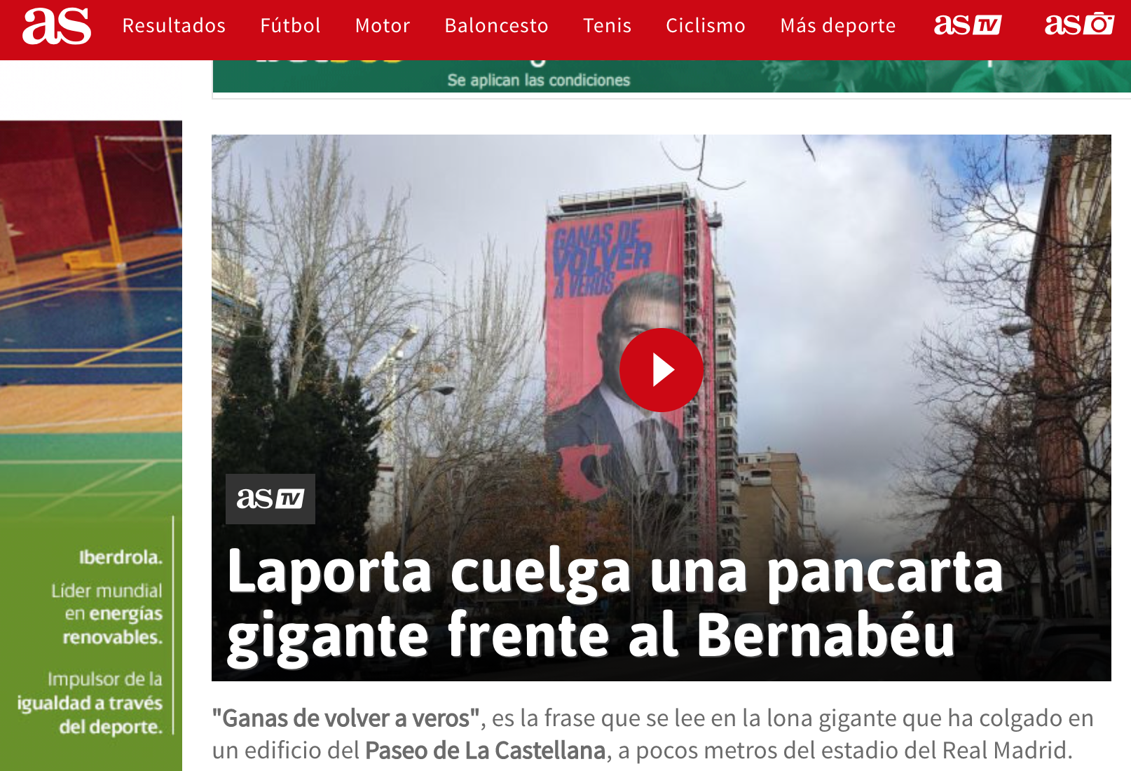 Portada AS pancarta Laporta