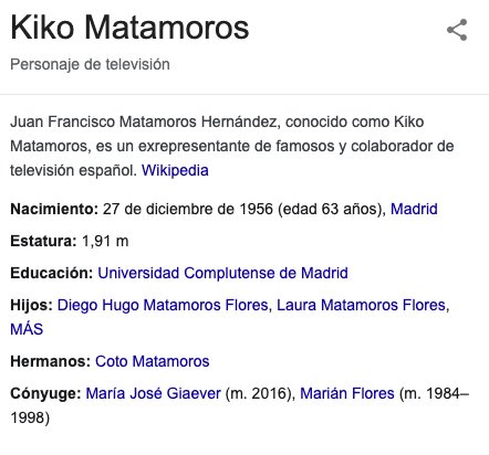 Kiko Matamoros altura Wikipedia 