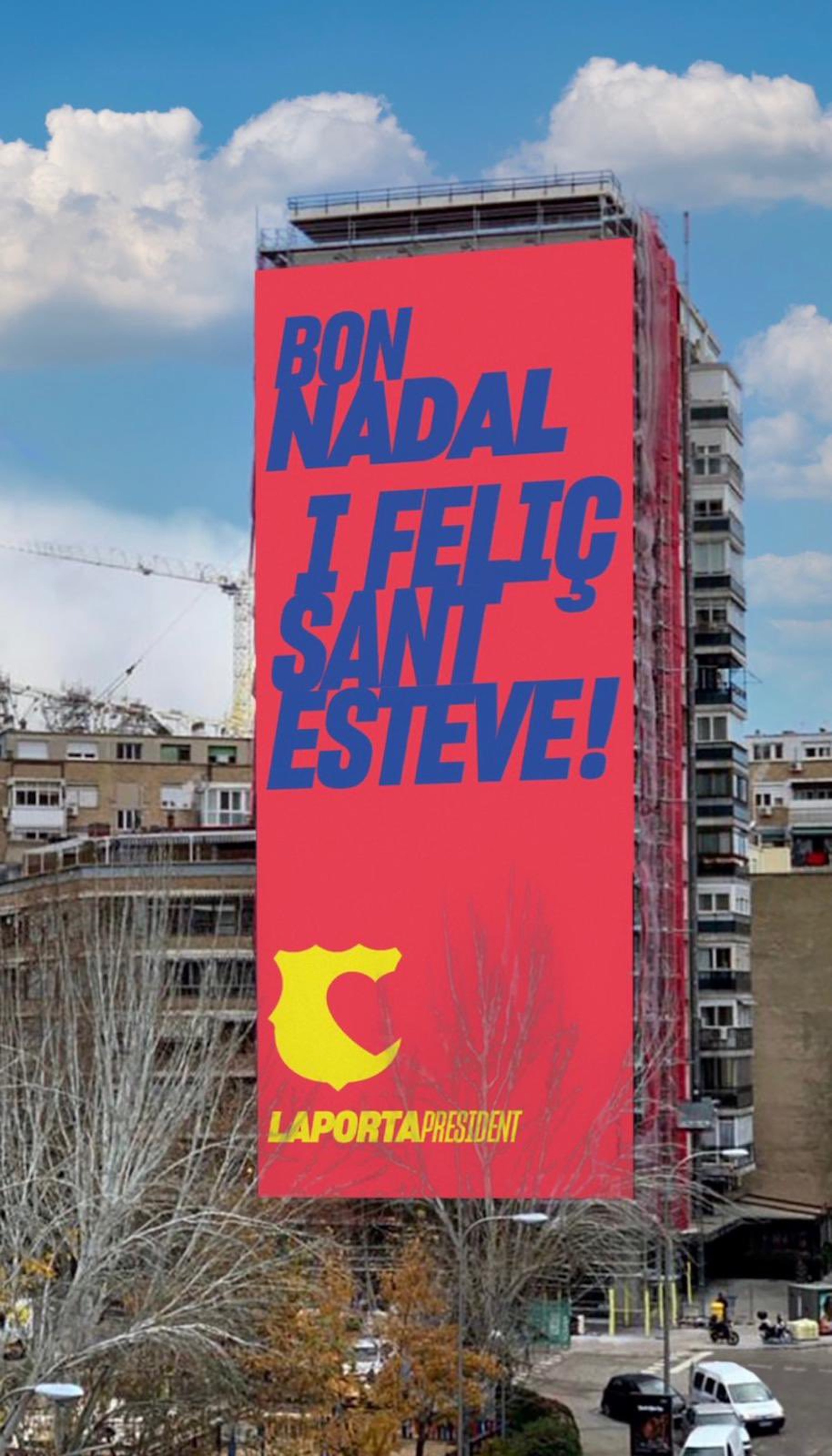 La 'nova pancarta' de Laporta per celebrar les festes de Nadal